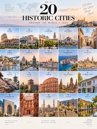 🏛️ 20 เมืองเก่า & เมืองประวัติศาสตร์ที่น่าไป 2026

ถ้าชอบเมืองที่เดินไปแล้วเหมือนได้ย้อนเวลา ⏳
ลิสต์นี้รวมทั้งเมืองโบราณ เมืองยุคกลาง เมืองกำแพง และย่านประวัติศาสตร์ที่ยังมีชีวิตอยู่จริง 🌍

🇮🇹 01 Rome | Italy
Colosseum • Roman Forum • Pantheon
🏛️ เมืองที่ประวัติศาสตร์โรมันยังอยู่กลางเมือง

🇬🇷 02 Athens | Greece
Acropolis • Plaka • Ancient Agora
🏺 จุดเริ่มต้นสำคัญของอารยธรรมกรีกโบราณ

🇪🇸 03 Córdoba | Spain
Mezquita • Jewish Quarter • Roman Bridge
🕌 เมืองที่สะท้อนการผสมผสานของหลายอารยธรรม

🇹🇷 04 Istanbul | Türkiye
Hagia Sophia • Blue Mosque • Grand Bazaar
🌉 เมืองสองทวีปที่เต็มไปด้วยร่องรอยประวัติศาสตร์

🇲🇦 05 Fez | Morocco
Fes el Bali • Medina • Souks
🧡 เดินตรอกเก่า ชมงานหัตถกรรม และสัมผัสวัฒนธรรมโมร็อกโก

🇵🇹 06 Porto | Portugal
Ribeira • Dom Luís I Bridge • São Bento
🍷 เมืองเก่าริมแม่น้ำ Douro บรรยากาศดีมาก

🇨🇿 07 Prague | Czech Republic
Old Town • Charles Bridge • Prague Castle
🏰 เมืองยุโรปคลาสสิกที่เหมาะกับการเดินเที่ยว

🇭🇺 08 Budapest | Hungary
Buda Castle • Parliament • Fisherman’s Bastion
🌉 สถาปัตยกรรมสวยทั้งสองฝั่งแม่น้ำ Danube

🇭🇷 09 Dubrovnik | Croatia
Old Town • City Walls • Adriatic Sea
🌊 เมืองกำแพงหินริมทะเลที่มีเอกลักษณ์มาก

🇲🇹 10 Valletta | Malta
St. John’s Co-Cathedral • Grand Harbour
🏛️ เมืองเล็กแต่เต็มไปด้วยประวัติศาสตร์เมดิเตอร์เรเนียน

🇯🇵 11 Kyoto | Japan
Gion • Kiyomizu-dera • Fushimi Inari
🍵 วัด ศาลเจ้า บ้านไม้ และวัฒนธรรมญี่ปุ่นดั้งเดิม

🇨🇳 12 Xi’an | China
Ancient City Wall • Muslim Quarter • Terracotta Army
🐎 จุดเชื่อมโยงสำคัญกับประวัติศาสตร์จีนและเส้นทางสายไหม

🇮🇳 13 Jaipur | India
Amber Fort • City Palace • Hawa Mahal
🩷 เมืองสีชมพูที่เต็มไปด้วยสถาปัตยกรรมราชวงศ์

🇹🇭 14 Ayutthaya | Thailand
Wat Mahathat • Wat Chaiwatthanaram • Historic Park
🛕 เมืองหลวงเก่าของไทยและแหล่งมรดกโลก UNESCO

🇲🇾 15 George Town | Malaysia
Heritage Streets • Clan Jetties • Street Art
🌏 เมืองท่าที่สะท้อนวัฒนธรรมจีน อินเดีย มลายู และยุโรป

🇺🇿 16 Samarkand | Uzbekistan
Registan • Shah-i-Zinda • Bibi-Khanym
💙 สถาปัตยกรรมอิสลามสีฟ้าและเรื่องราวบน Silk Road

🇯🇴 17 Petra | Jordan
Treasury • Siq • Monastery
🪨 เมืองโบราณที่แกะสลักอยู่ในภูเขาหิน

🇪🇬 18 Cairo | Egypt
Historic Cairo • Citadel • Islamic Architecture
🏺 เมืองที่รวมประวัติศาสตร์อียิปต์ อิสลาม และโลกอาหรับ

🇵🇪 19 Cusco | Peru
Plaza de Armas • Inca Walls • San Blas
⛰️ เมืองเก่าบนเทือกเขา Andes ที่มีร่องรอย Inca ชัดเจน

🇻🇳 20 Hoi An | Vietnam
Ancient Town • Japanese Covered Bridge • Lantern Streets
🏮 เมืองเก่าริมแม่น้ำที่เหมาะกับการเดินเล่นช่วงเย็น

🧭 เลือกตามสไตล์

🏺 Ancient History → Rome • Athens • Cairo
🏰 Medieval Europe → Prague • Dubrovnik • Córdoba
🕌 Islamic Heritage → Fez • Istanbul • Samarkand
🛕 Asian Culture → Kyoto • Ayutthaya • Hoi An
🌏 Silk Road → Xi’an • Samarkand
🌊 Old Town + Sea → Dubrovnik • Valletta • Porto
📸 ถ่ายรูปสวย → Prague • Kyoto • Fez • Hoi An

📌 Travel Note 2026
การเที่ยวเมืองเก่าในปัจจุบันไม่ได้มีแค่การไปดูแลนด์มาร์ก แต่เป็นการเดินชม Old Town, local food, architecture, markets และวิถีชีวิต ซึ่งทำให้เมืองประวัติศาสตร์ยังคงเป็นจุดหมายที่เชื่อม “อดีต” กับประสบการณ์ของนักเดินทางในปัจจุบันได้ดี 🏛️✨

#HistoricCities #Travel2026 #CulturalTravel #เที่ยวรอบโลก