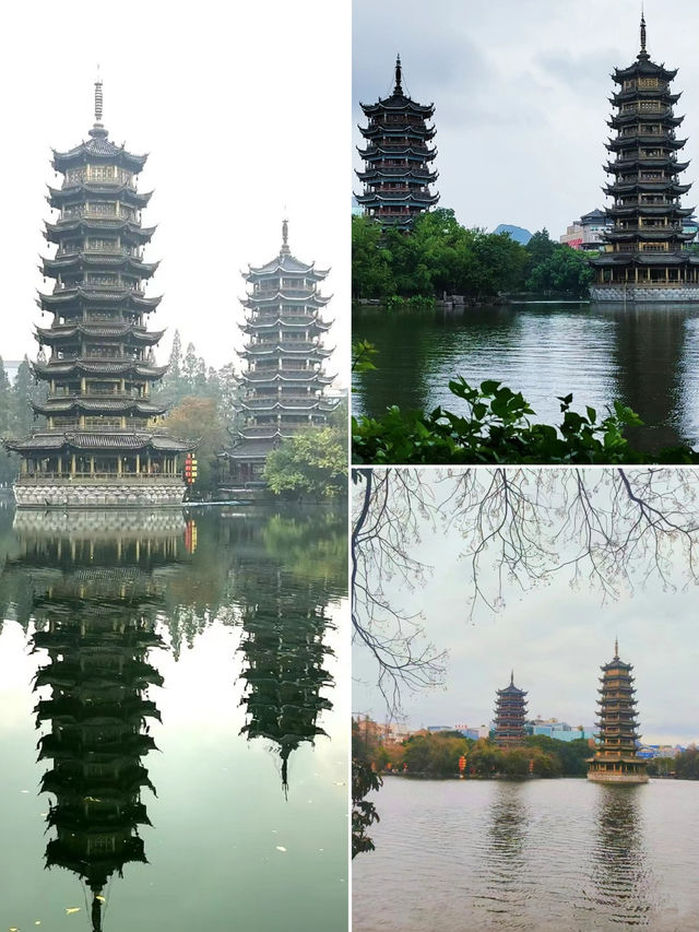 2024春節假期，不如來桂林欣賞日月同輝，日月雙塔的夜景絕了