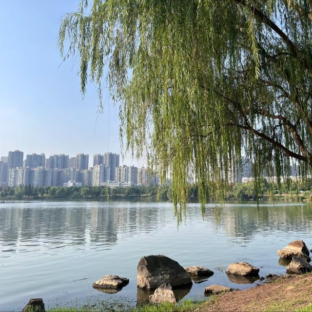 長沙西湖公園的日落。