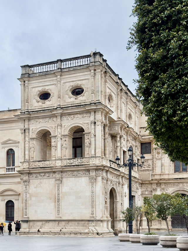 A popping classical architecture in the traditional old town of Seville