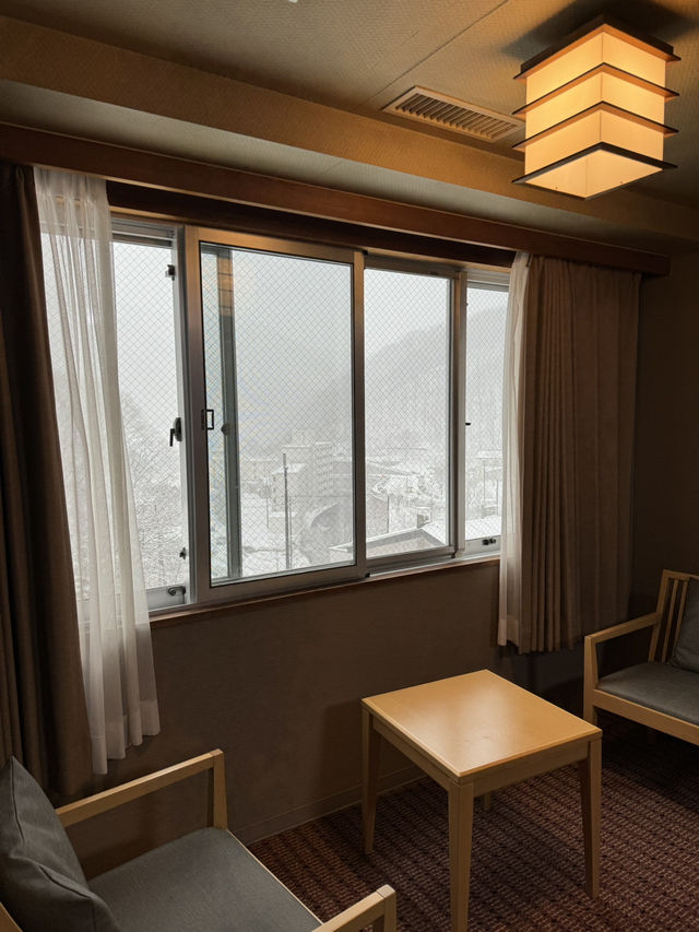 traditional tatami-style hotel at Hokkaido Onsen village 