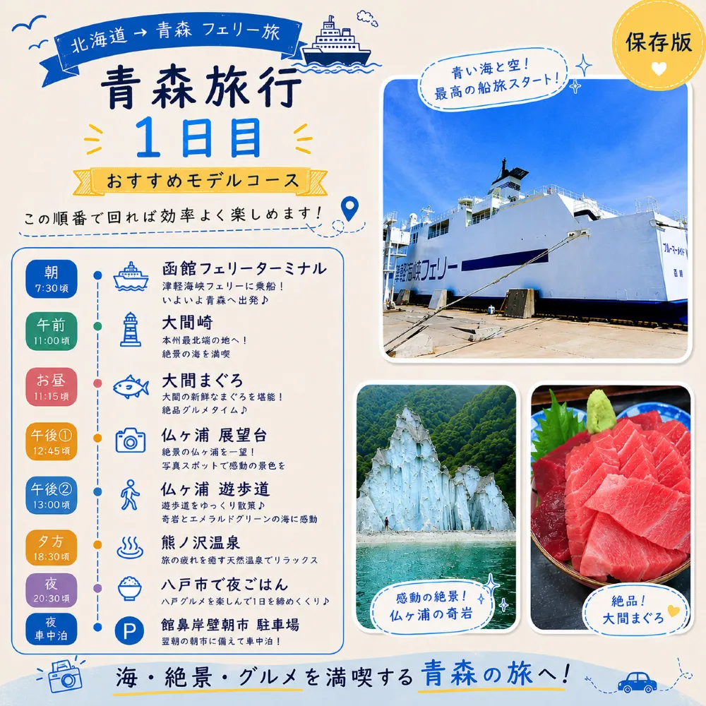 【青森】1日目|北海道からフェリーで青森へ!大間まぐろと仏ヶ浦を巡る旅