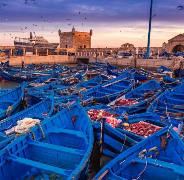 Morocco - half is seawater, half is desert.