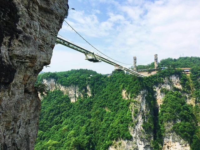 漫步透明玻璃橋，乘坐高空滑索，張家界大峽谷玩的就是心跳