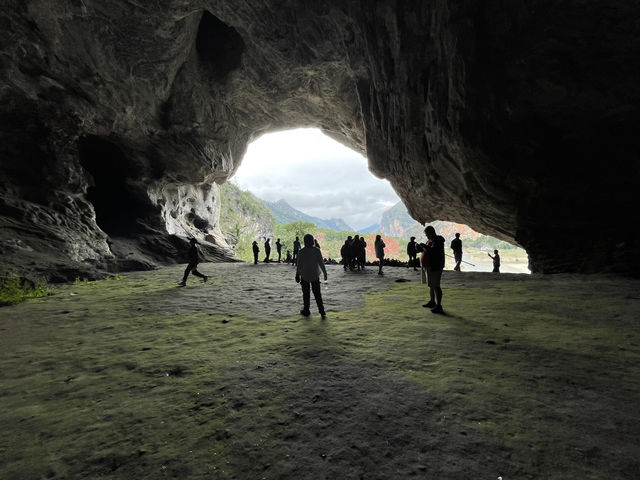 Cave with a river in the gorge