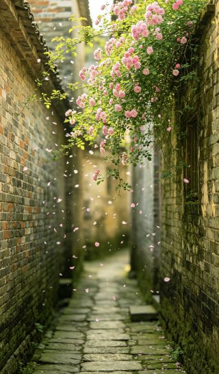 Yangmei Ancient Town: Spring Plants Flowers on Old Walls
