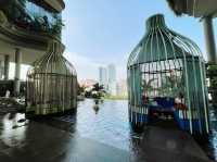 Bird houses infinity pool