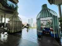 Bird houses infinity pool