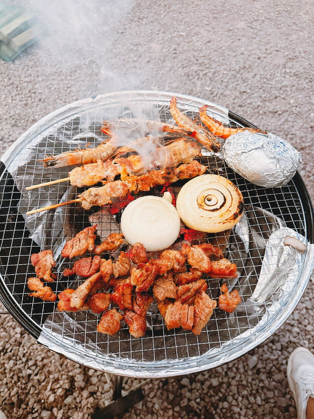 야외 글램핑 즐기며 도심속 캠핑 고기집 밤부바베큐🐮🔥