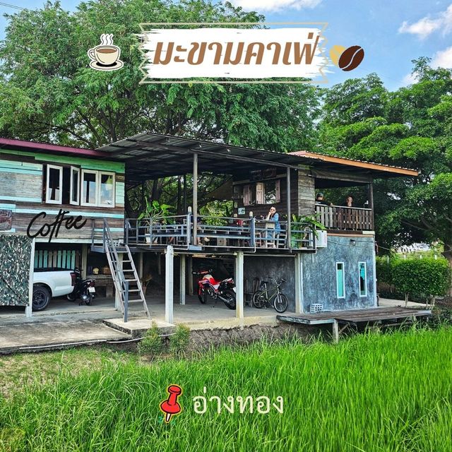 🍀นั่งชิล ชมทุ่งนา ที่ มะขามคาเฟ่ | อ่างทอง 🌿