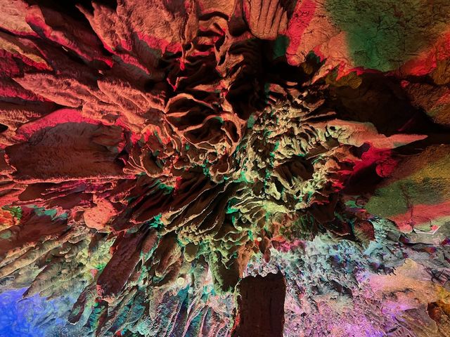 Magnificent Stalactite Formations in Rainbow Colors at the Silver Cave of Guilin