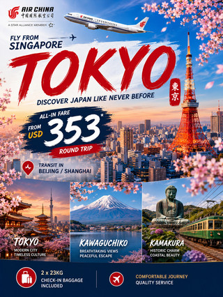賛成？反対？✈️ シンガポール発東京行き、353ドル、23kgの荷物2個付き