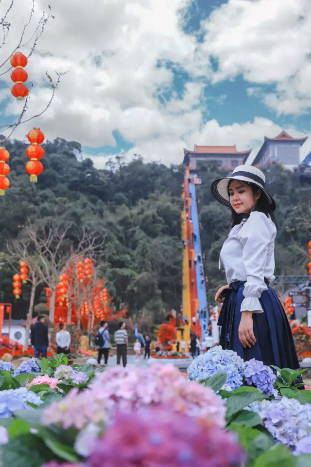 Visiting Guanyin Mountain for a spring outing, flower appreciation, and making wishes brings full blessings and good fortune for the entire year~