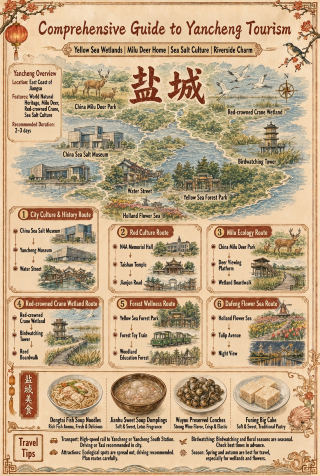 Yancheng two-day one-night guide｜sea salt culture, wetland milu deer, and water street night view