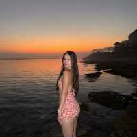 Beautiful sunset at Melasti Beach 