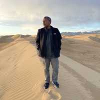 The golden endless sands of Gobi Desert 