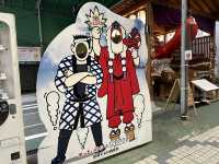 大分・別府。やよい商店街に飾られている『やよい天狗みこし』 
