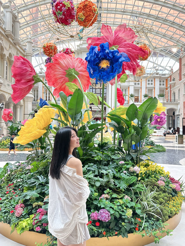 🌹免費打卡澳門美高梅天幕廣場花花仙境💐✨