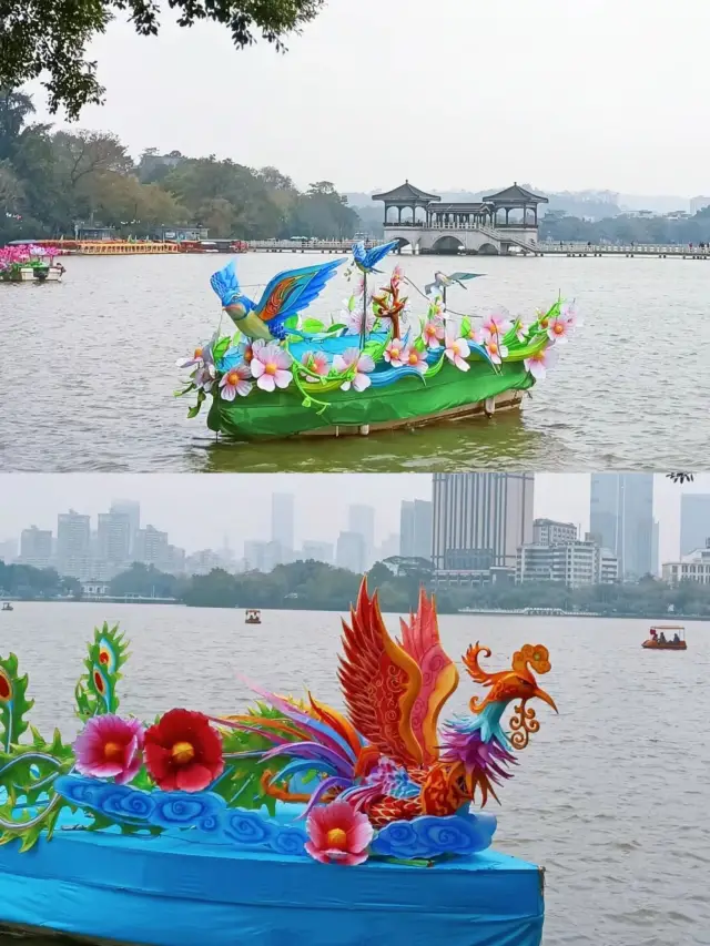 The West Lake in Huizhou is full of New Year's atmosphere with lanterns hung up