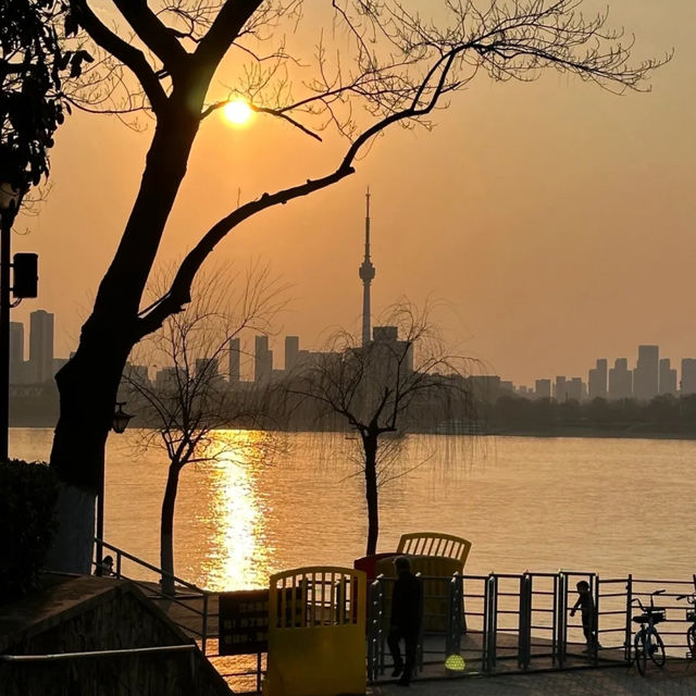 Yellow crane tower view sunsets in Wuhan 