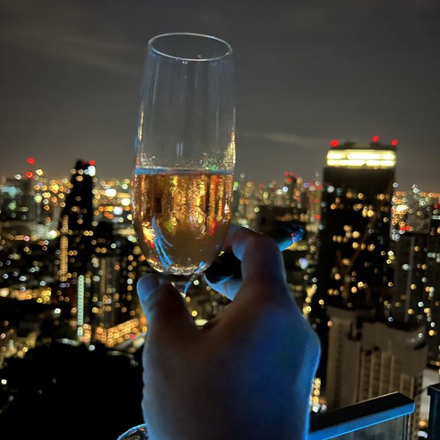 Fascinating night view at the rooftop bar Ocave Marriot Thonglor Bangkok 