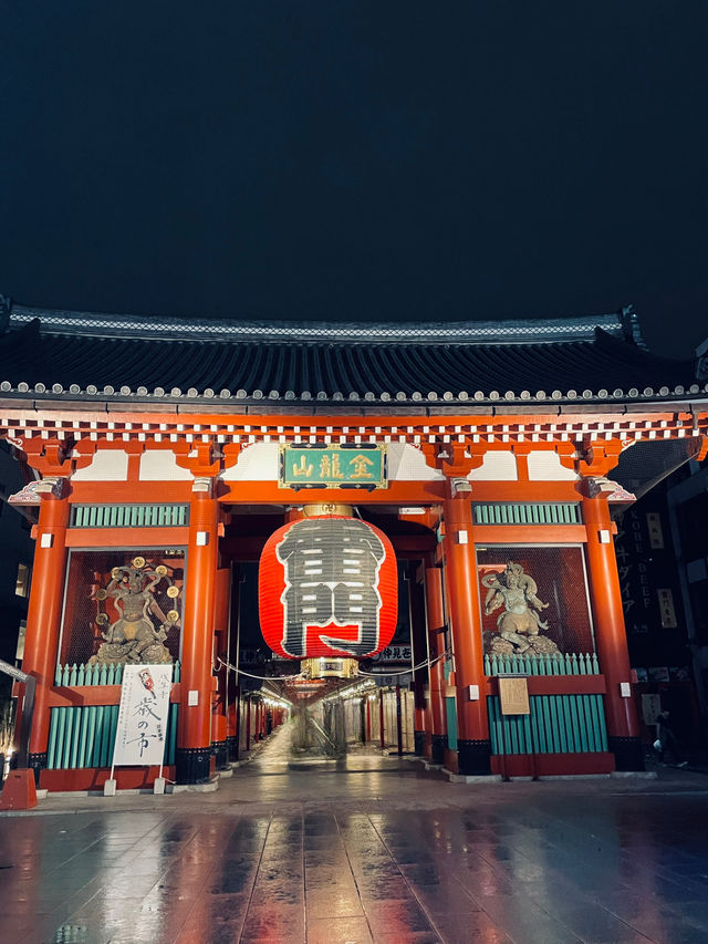 【東京都】鮮やかにライトアップされた夜の浅草寺を散策