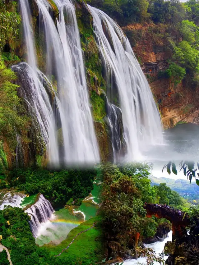 Colorful Guizhou Huangguoshu Waterfall, the filming location of the TV series 'Journey to the West'
