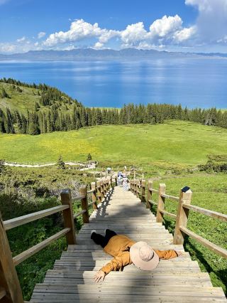 You must visit the Pine Tree Peak at Sayram Lake! 