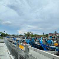 Discover Small Town and Alot of fishing boat beside sea 