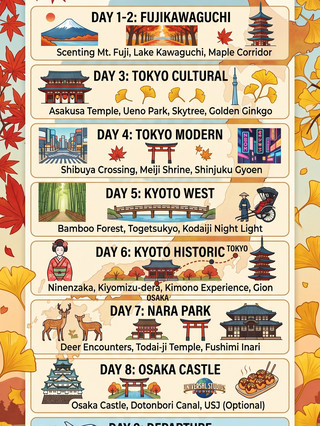 打卡日本秋季9日8夜：東京 – 京都 – 大阪。
