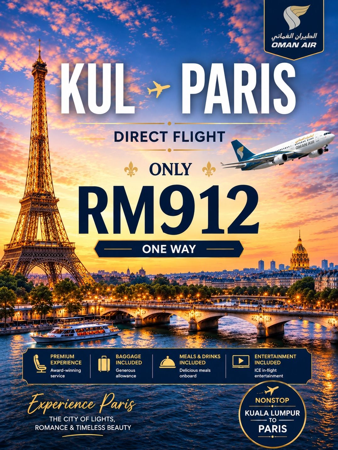  KUALA LUMPUR → PARIS RM912