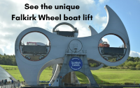 See the unique Falkirk Wheel boat lift