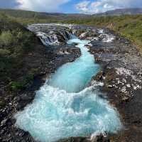 Hidden Blue Waterfall Iceland 