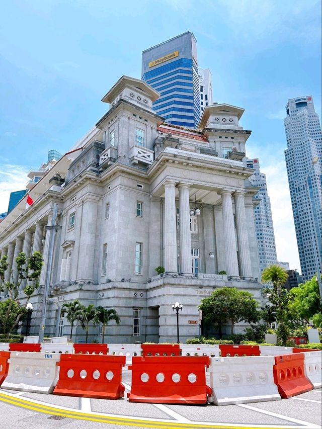 European Elegance in Singapore: The Fullerton Hotel, Victoria Theatre, and Anderson Bridge
