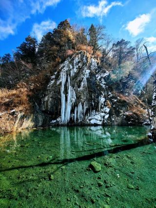 Colorful Pool in winter, nature's palette
