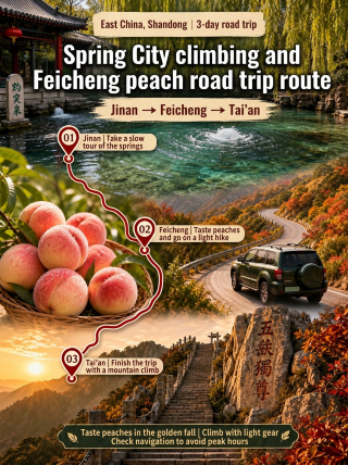 Jinan–Feicheng–Tai'an | 3-day autumn peach tasting and mountain climbing road trip