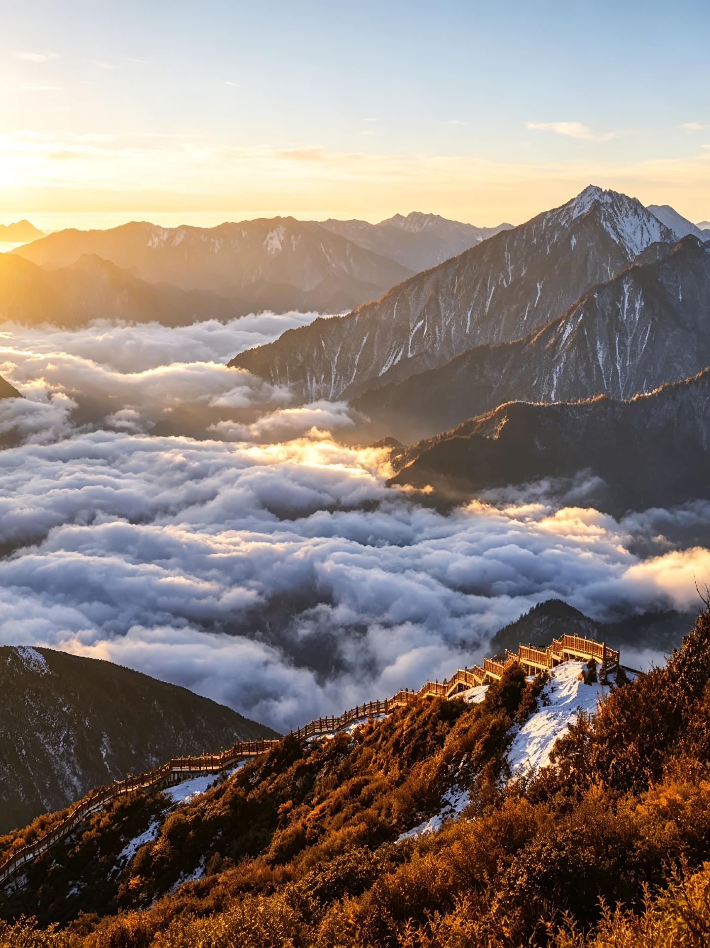 Dawa Gengzha 360° cloud viewing platform, meet the sunrise over a sea of clouds