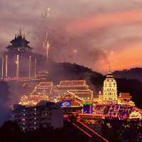 "Chinese New Year Festivities at Kek Lok Si Temple: Dragon Dances, Parades, and Fireworks"