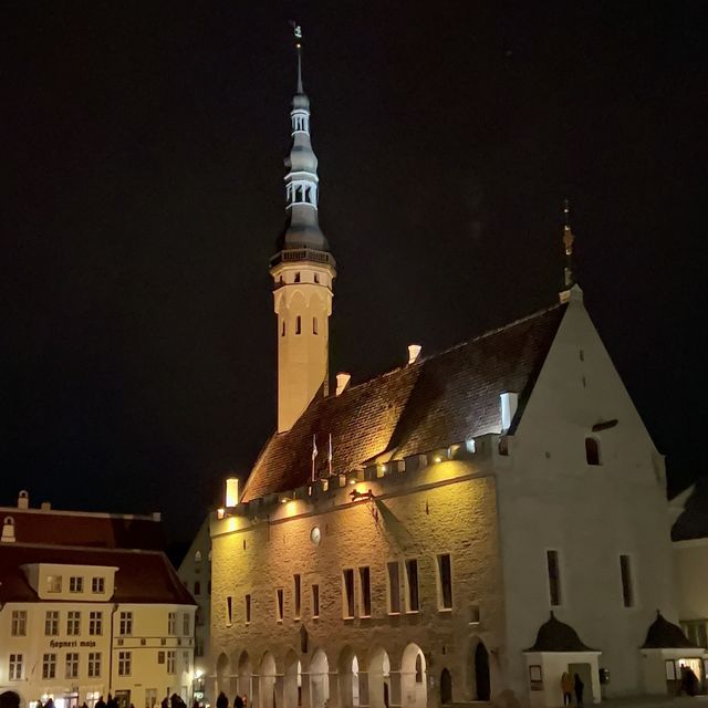 Tallinn Old town night lights