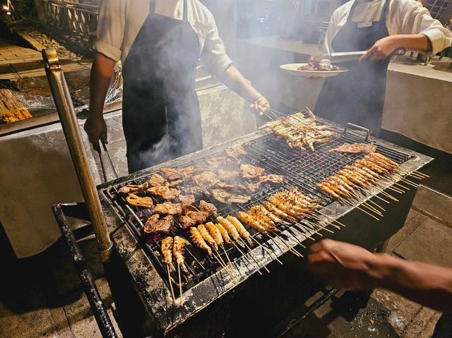 Having our best meal in Langkawi, BBQ night at Rebak Island