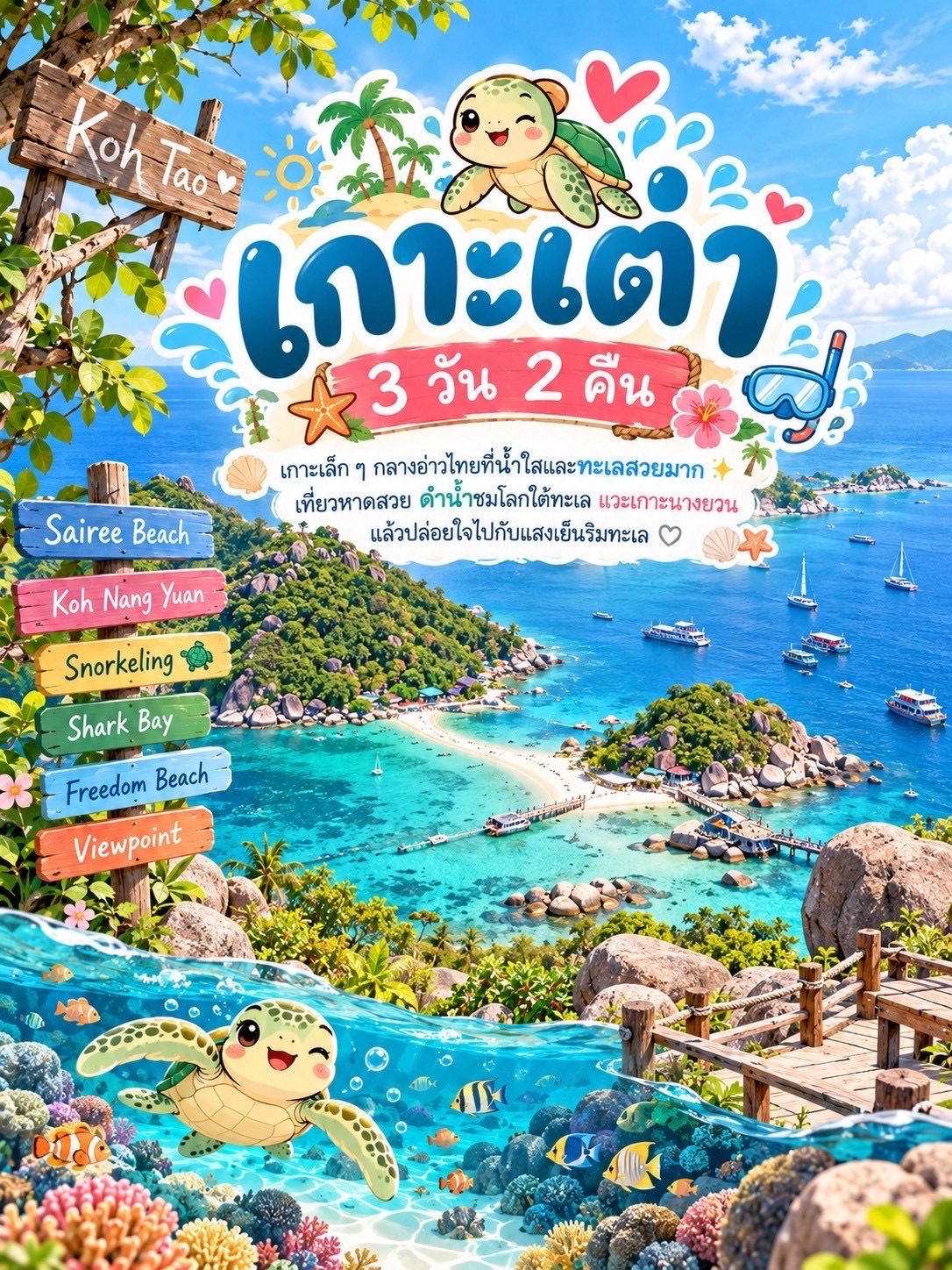 Here's a budget-friendly itinerary for visiting Koh Tao, Surat Thani province! 🌊🌈