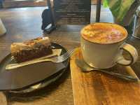 Carrot 🥕cake and a latte