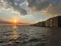 Thessaloniki evening waterfront stroll 