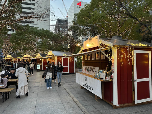 福岡・天神。クリスマスイルミネーションで華やかな『天神中央公園』