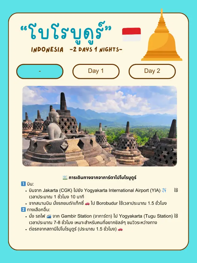 🌄 แจกแพลนเที่ยวโบโรบูดูร์ 🇮🇩 2 วัน 1 คืน จากจาก