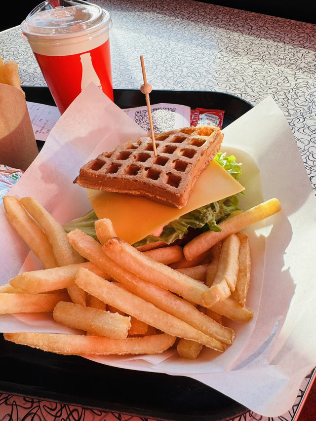 Dine in a retro atmosphere.
