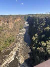 View from the bridge between Zambia and Zimbabwe , Victoria falls