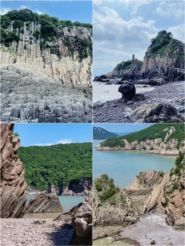 鬼斧神工｜黒い石の浜と玄武岩の絶妙な組み合わせ