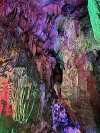 Magnificent Stalactite Formations in Rainbow Colors at the Silver Cave of Guilin