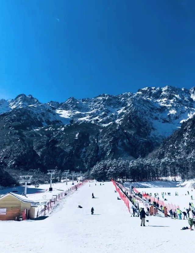 滿屏雪山霧凇的滑雪場